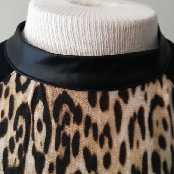 Guess Animal Print and Faux Leather Top - Picture 7 of 11
